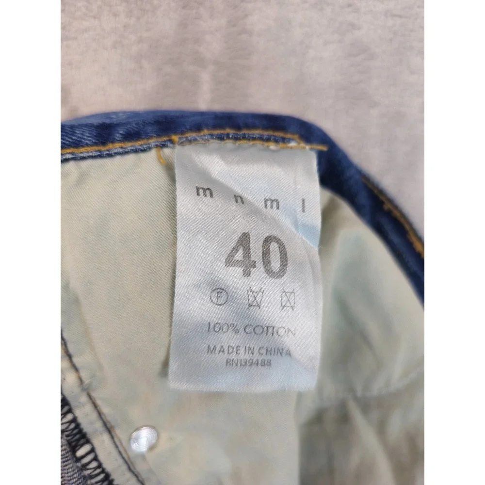 MNML Distressed Blue Men's Denim Jeans Size 40x31.5 Button Fly